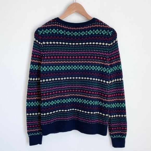 Talbots Fair Isle PETITE Colorful Knit Holiday Sequin Cardigan - Picture 6 of 7